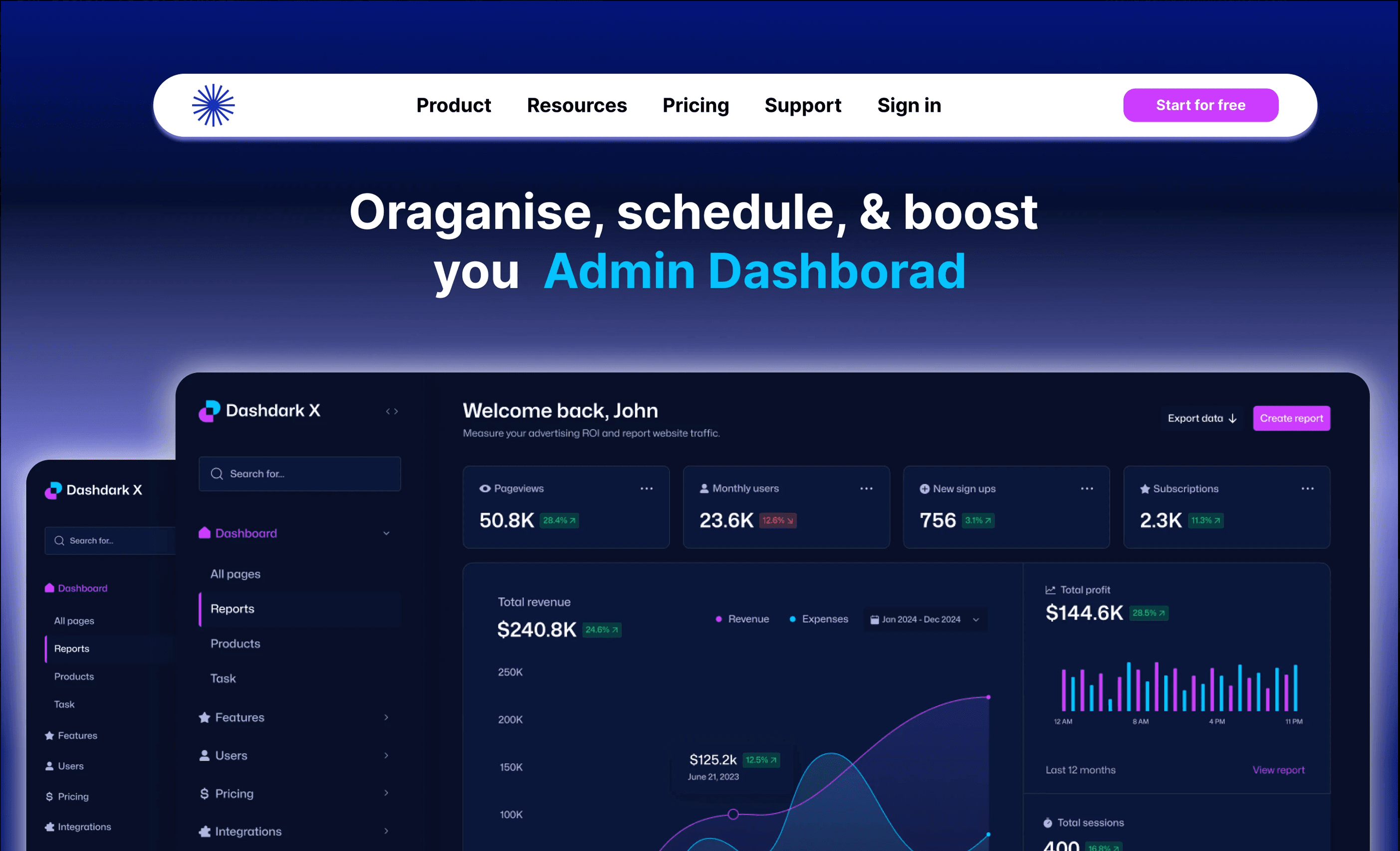 Dark Mode Admin Dashboard UI Design