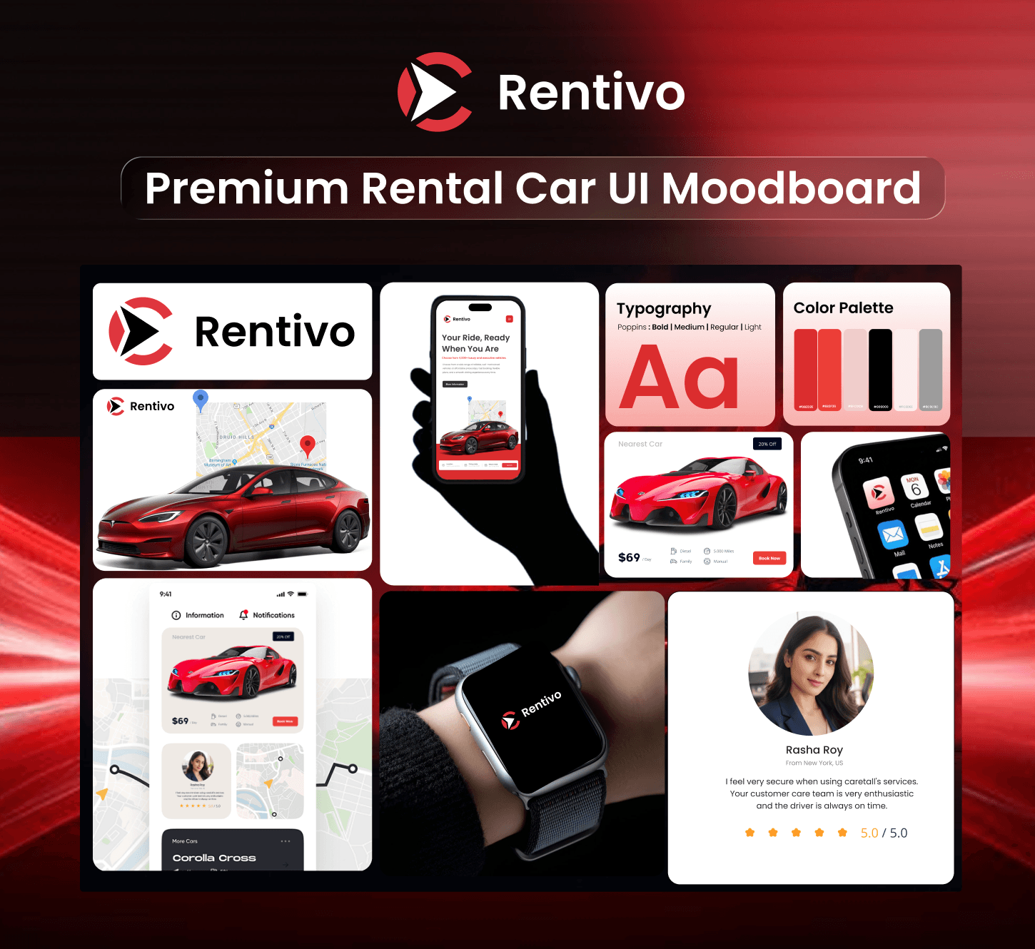 Premium Rental Car UI Moodboard